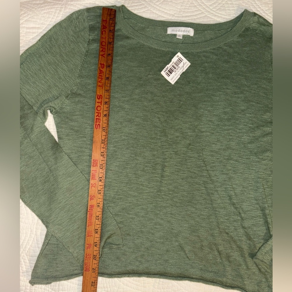 Mododoc Knit Cotton Boatneck Fine Sweater Small New with Tags Olive Green - Picture 4 of 6